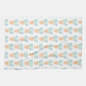 Blauwe bloemen in geweven potten theedoek (Horizontaal)