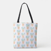 Blauwe bloemen in geweven potten tote bag (Achterkant)