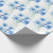 Blauwe bloemen in glazen vaas cadeaupapier (Hoek)