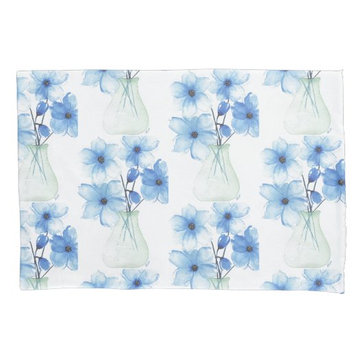 Blauwe bloemen in glazen vaas kussensloop (Voorkant)