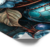 💙 Blauwe Bloemen In Vaas Stilleven Elegante Bloem Poster (Hoek)