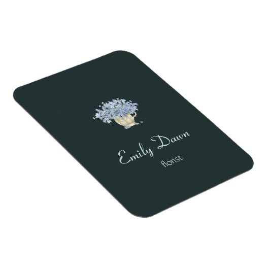 Blauwe bloemen in vasgrijs magneet (Rechterzijde)