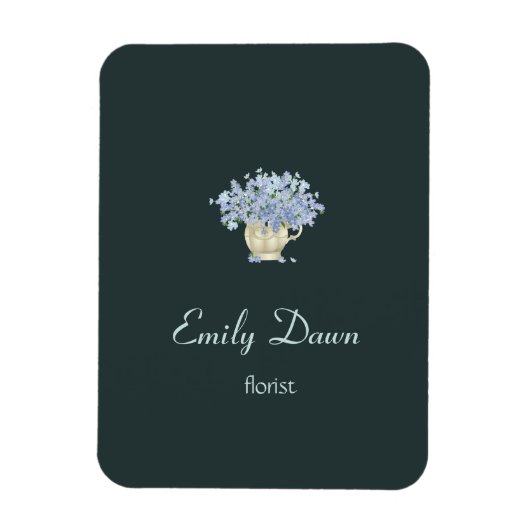 Blauwe bloemen in vasgrijs magneet (Verticaal)