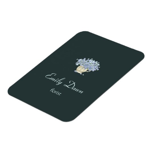 Blauwe bloemen in vasgrijs magneet (Linkerzijde)