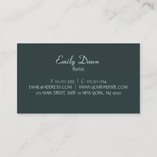 Blauwe bloemen in vasgrijs visitekaartje (Achterkant)