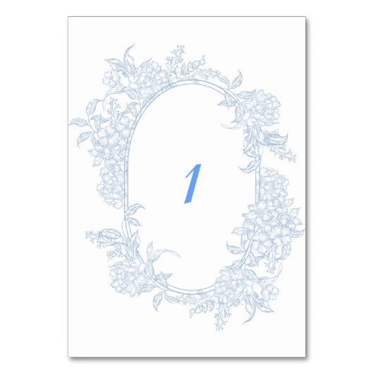 Blauwe Bloemen Ingelijste bruiloft Kaart (Voorkant)