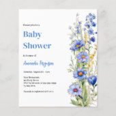 Blauwe bloemen jongen Baby shower uitnodiging (Voorkant)