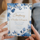 Blauwe Bloemen Jongen Bloemen Doop Kaart