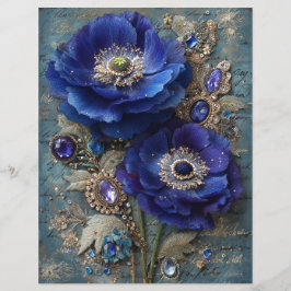 Blauwe Bloemen Junk Journal Scrapbook Papier