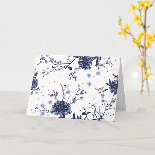 Blauwe bloemen kaart (Gele Bloem)