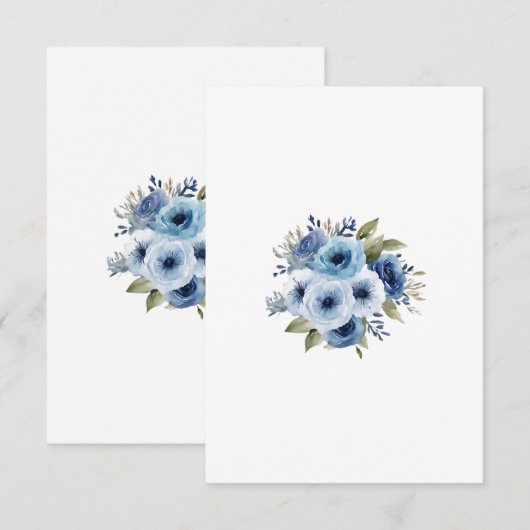 Blauwe bloemen kaart (Voorkant / Achterkant)