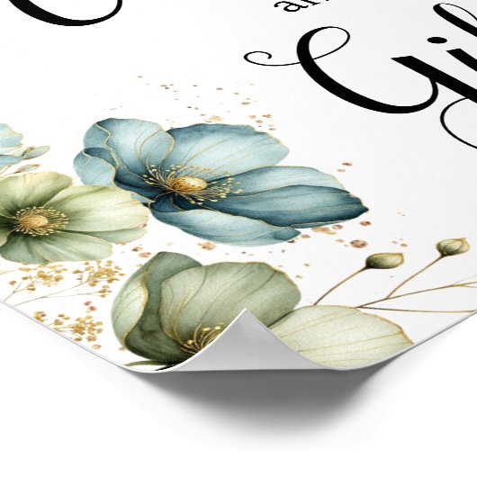 Blauwe Bloemen Kaarten en Geschenken Teken voor Ba Poster (Hoek)