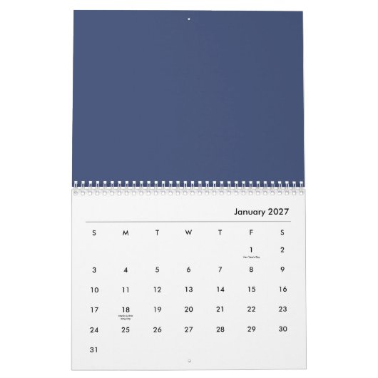 Blauwe bloemen kalender (Jan 2027)