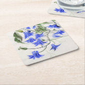 Blauwe bloemen kartonnen onderzetters (Schuin)