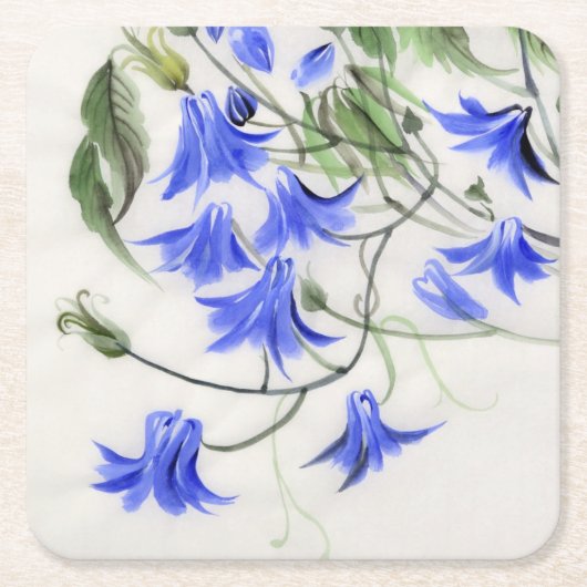 Blauwe bloemen kartonnen onderzetters (Voorkant)