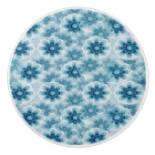 Blauwe bloemen keramische knop (Voorkant)