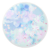 Blauwe bloemen keramische knop (Voorkant)