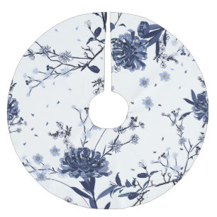 Blauwe bloemen kerstboom rok