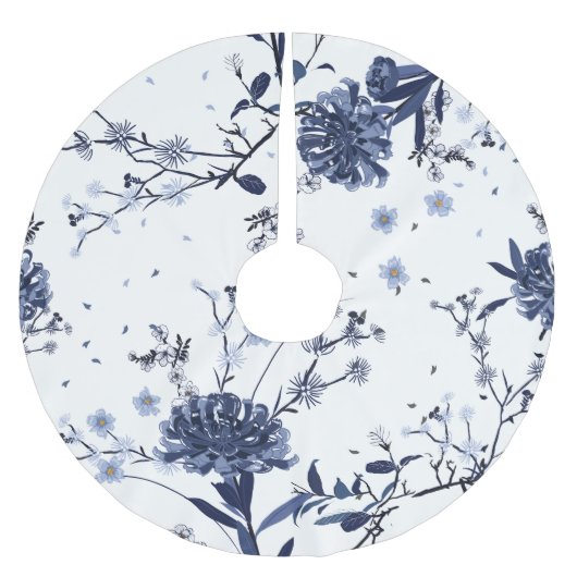 Blauwe bloemen kerstboom rok (Voorkant)