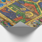 BLAUWE BLOEMEN KERSTPERKAMENT EN PARELTJES CADEAUPAPIER (Hoek)