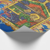 BLAUWE BLOEMEN KERSTPERKAMENT EN PARELTJES CADEAUPAPIER (Hoek)