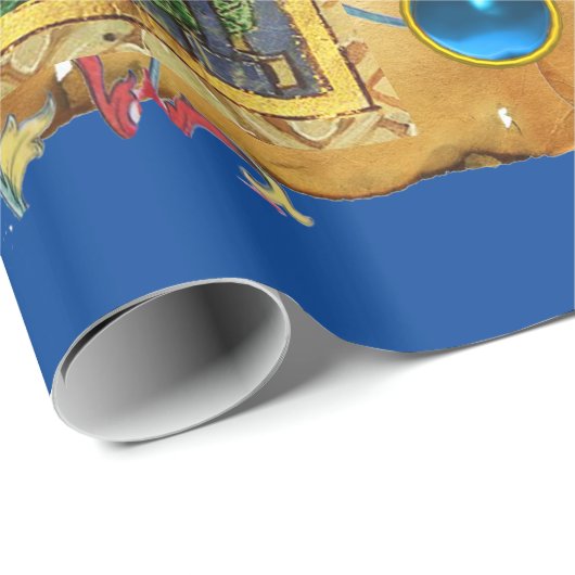 BLAUWE BLOEMEN KERSTPERKAMENT EN PARELTJES CADEAUPAPIER (Rol Hoek)