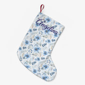 Blauwe Bloemen Kerstsok Kleine Kerstsok (Voorkant (Hangend))