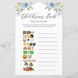 Blauwe bloemen Kinderboeken Emoji Baby shower Game