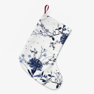 Blauwe bloemen kleine kerstsok