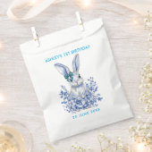 Blauwe Bloemen Konijn 1e Verjaardag voor Kinderen Bedankzakje (Geknipt)