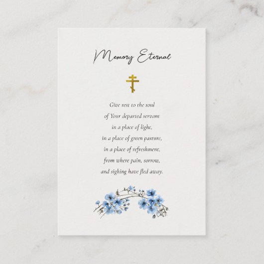 Blauwe Bloemen Krans Orthodoxe Begrafenisgebed Kaa Plaatskaartje (Achterkant)