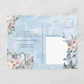 Blauwe Bloemen & Kristallen Bruiloft Save the Date Briefkaart (Achterkant)