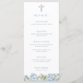 Blauwe Bloemen Kruis Doopmenu voor Jongensdoop Menu
