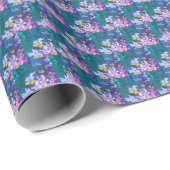 Blauwe bloemen kunst cadeaupapier (Rol Hoek)