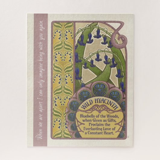 Blauwe bloemen Kunst Nieuwe Stijl Puzzle Legpuzzel (Verticaal)