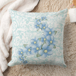 Blauwe Bloemen Kussen