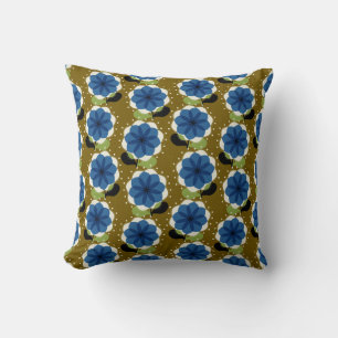 Blauwe bloemen kussen