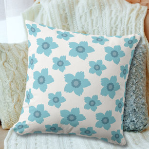 Blauwe bloemen kussen