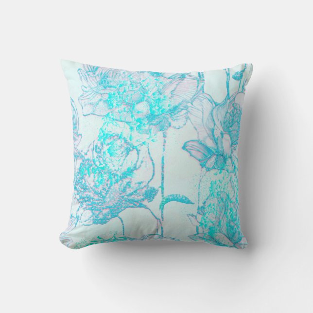 Blauwe Bloemen  Kussen (Voorkant)