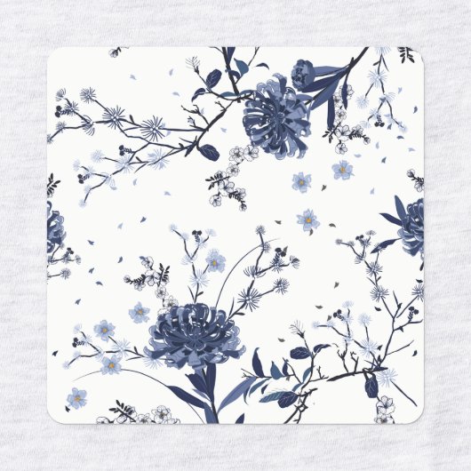 Blauwe bloemen labels (Design 1)