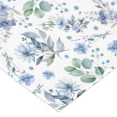 Blauwe bloemen lange tafelloper (Hoek)