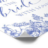 Blauwe Bloemen Laten we de bruid met liefdesbord d Poster (Hoek)