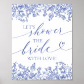 Blauwe Bloemen Laten we de bruid met liefdesbord d Poster (Voorkant)