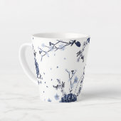 Blauwe bloemen latte mok (Linkerhoek)