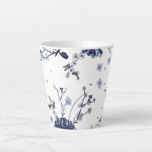 Blauwe bloemen latte mok
