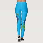blauwe bloemen leggings (Achterkant)