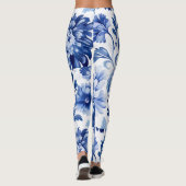 Blauwe bloemen leggings (Achterkant)