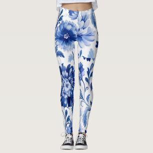 Blauwe bloemen leggings