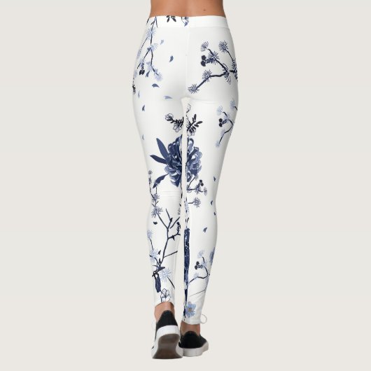 Blauwe bloemen leggings (Achterkant)