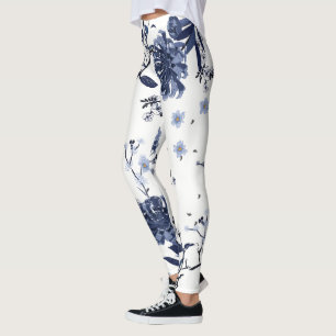 Blauwe bloemen leggings